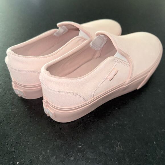 NEW VANS PINK SOFT SUEDE ASHER PLATFORM SLIP ON SNEAKERS SZ 7.5 - Picture 3 of 10